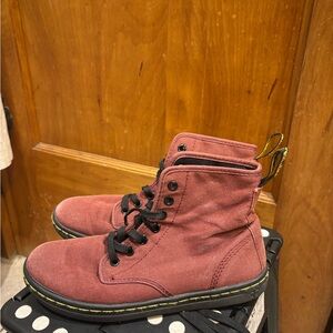 Burgundy canvas Dr. Martens boots